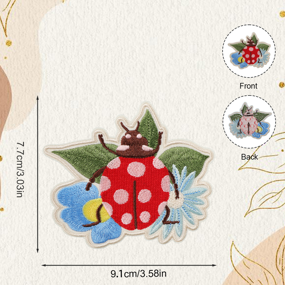 1PC Summer Ladybug Floral Embr - đánh giá và giá Embroidery Lady Bug