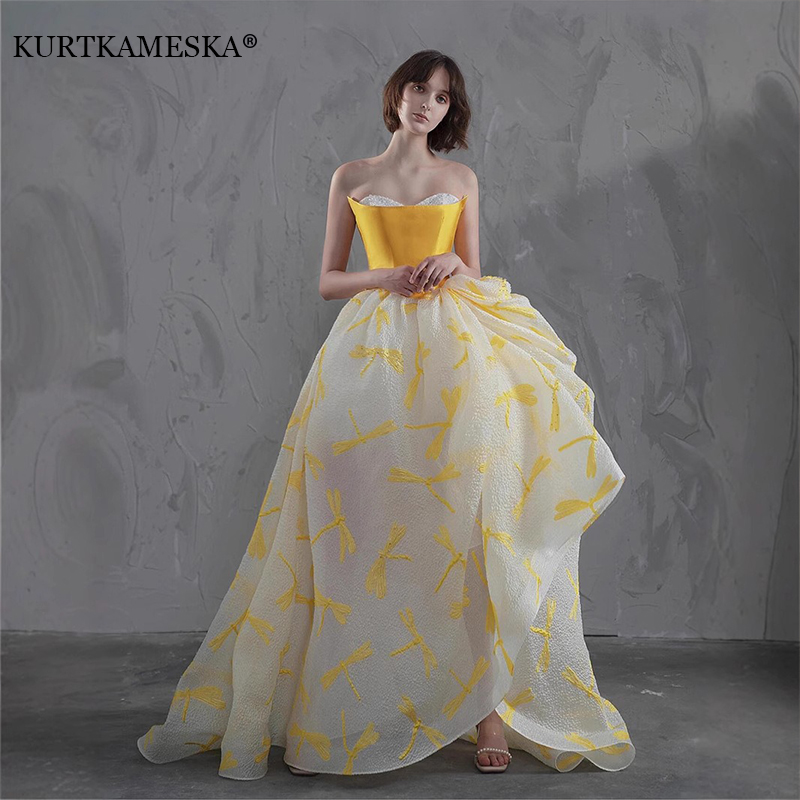 Elegant Yellow Satin Top Pagea - đánh giá và giá Embroidery Yellow Dress